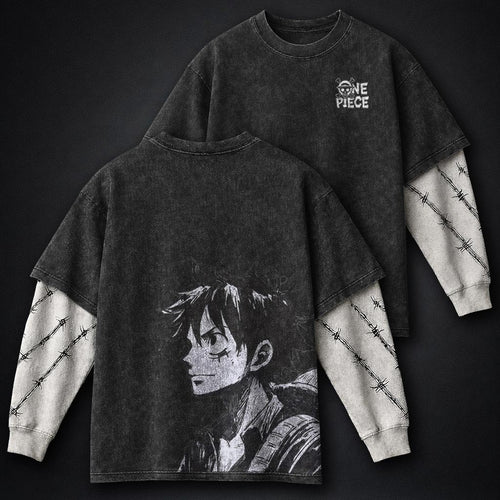 One Piece Textured Double Sleeves Washed T-Shirt