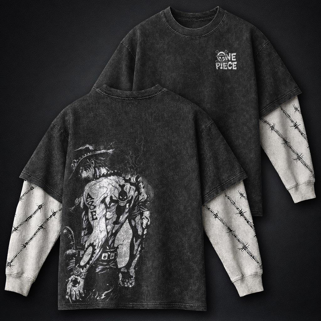 One Piece Essential Double Sleeves Washed T-Shirt