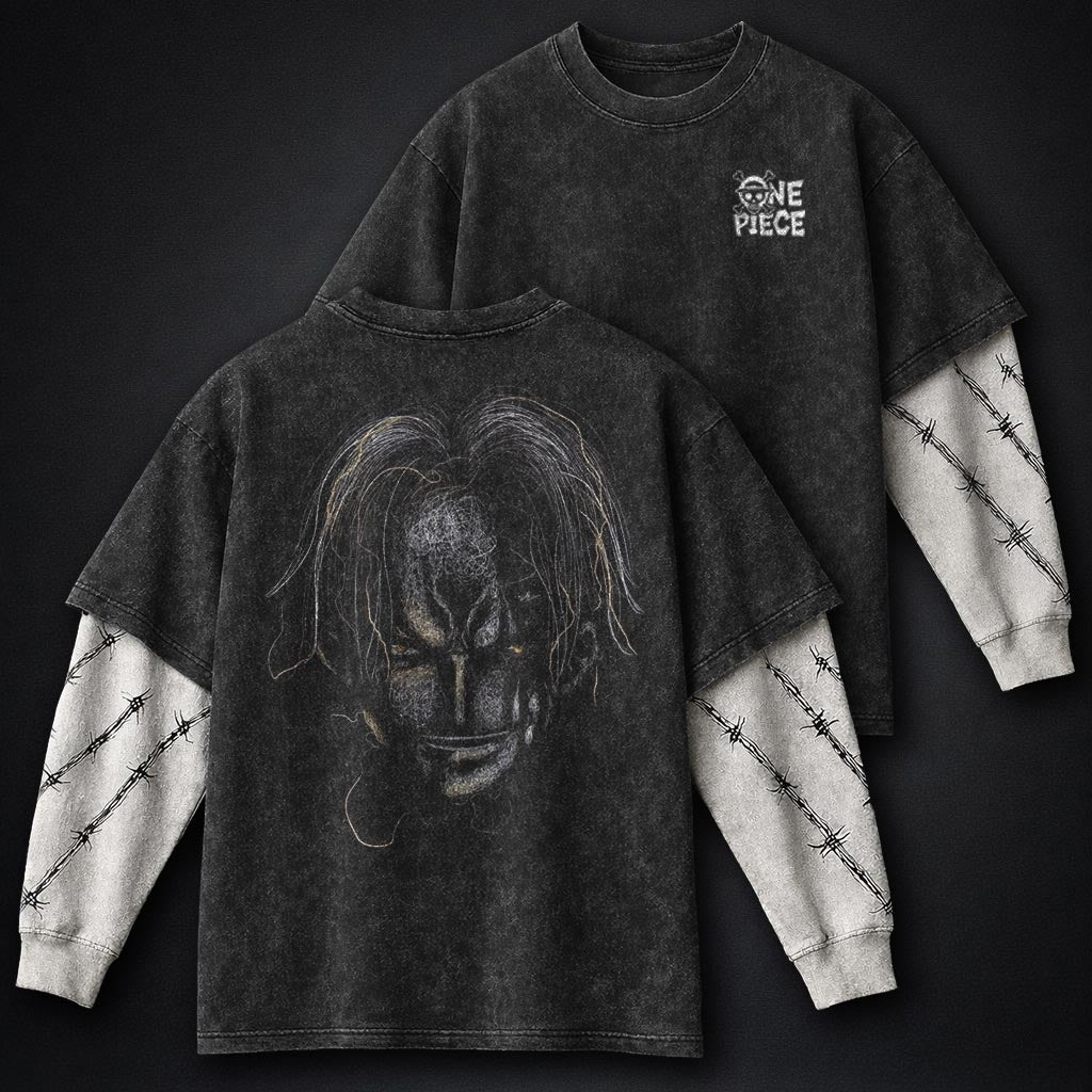 One Piece Modern Double Sleeves Washed T-Shirt