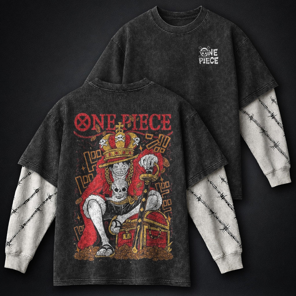 One Piece Signature Double Sleeves Washed T-Shirt