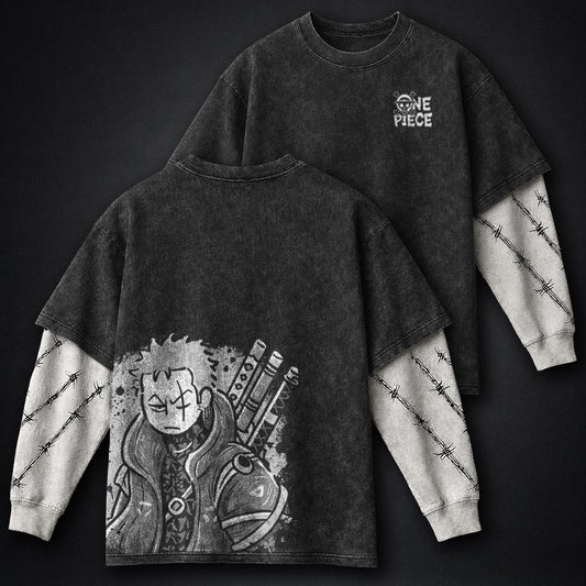 One Piece Boxy Double Sleeves Washed T-Shirt