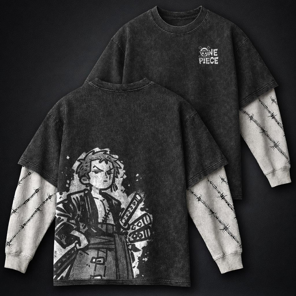 One Piece Classic Double Sleeves Washed T-Shirt
