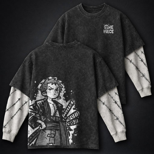 One Piece Classic Double Sleeves Washed T-Shirt