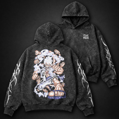 One Piece Printed Washed Hoodie