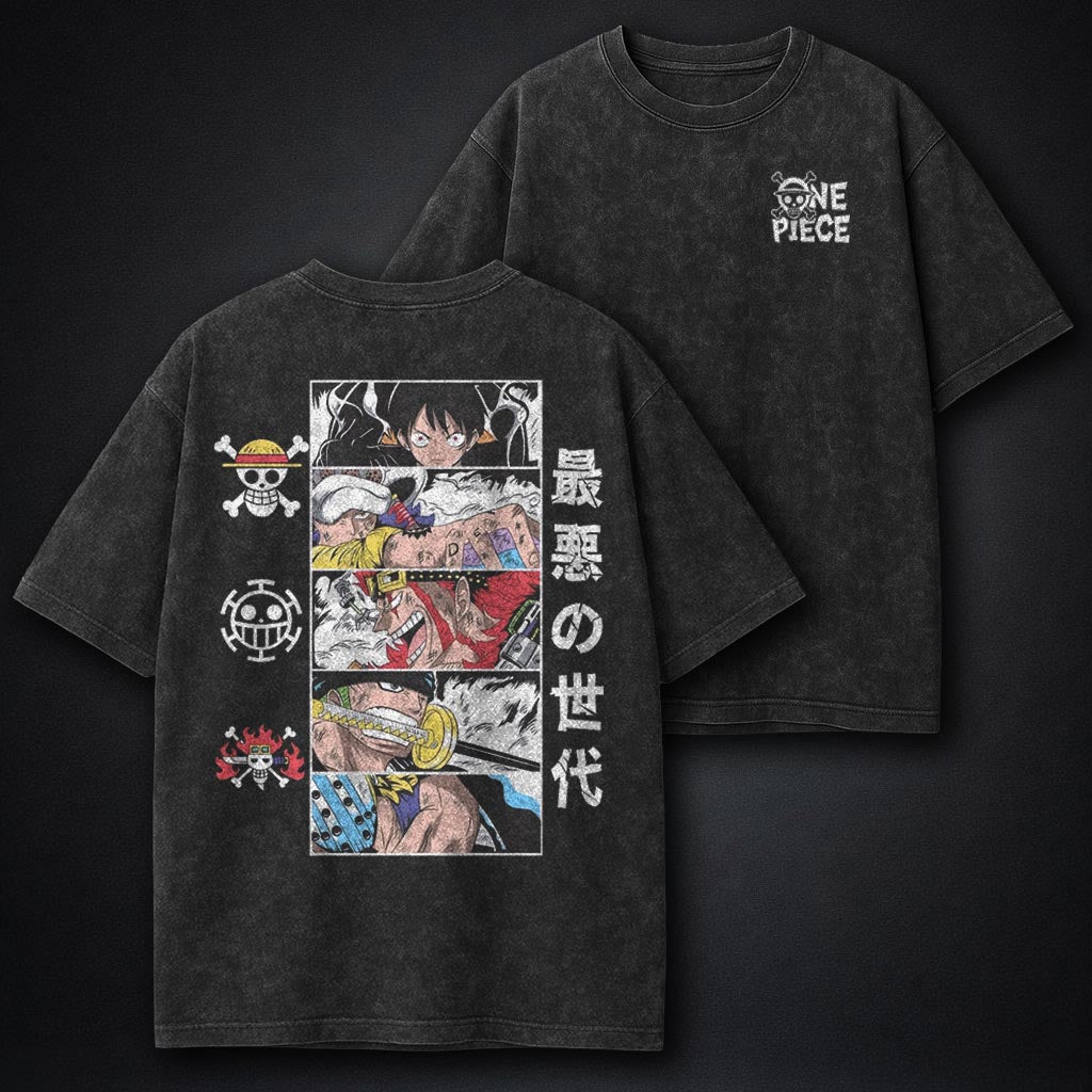One Piece Streetwear Washed T-Shirt