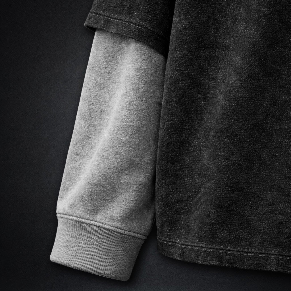 One Piece Oversized Double Sleeves Washed T-Shirt