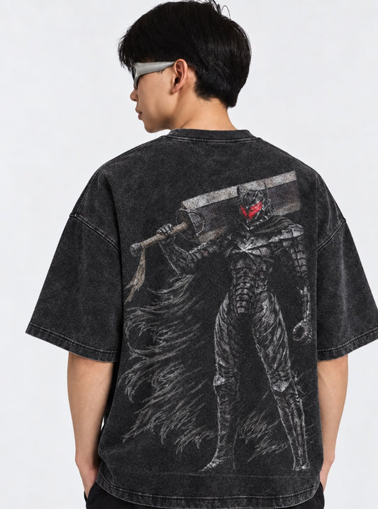 Berserk Berserker Armor Washed T-Shirt on model, back view