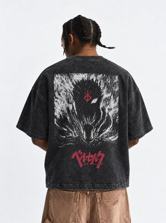 Berserk Breathable Washed T-Shirt on model, back view