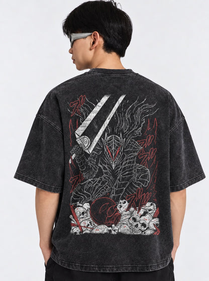 Berserk Cool Guts Washed T-Shirt on model, back view