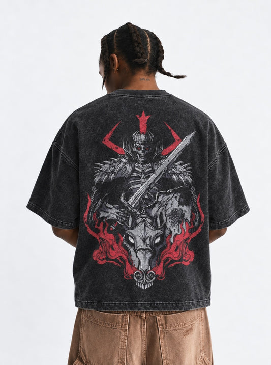 Berserk Essential Washed T-Shirt on model, back view