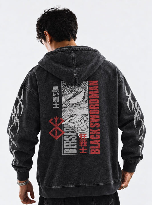 Berserk Everyday Washed Hoodie on model, back view