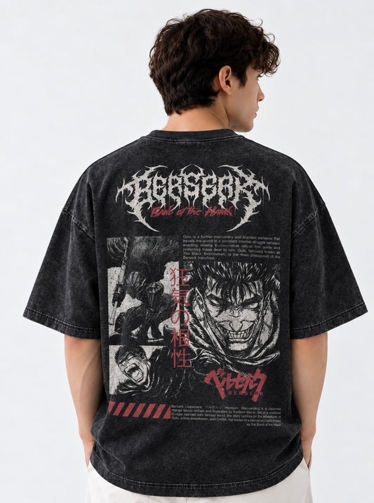 Berserk Fitted Washed T-Shirt on model, back view