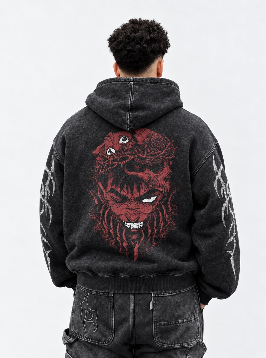 Berserk Luxe Washed Hoodie on model, back view