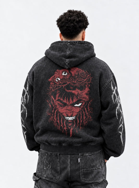 Berserk Luxe Washed Hoodie on model, back view