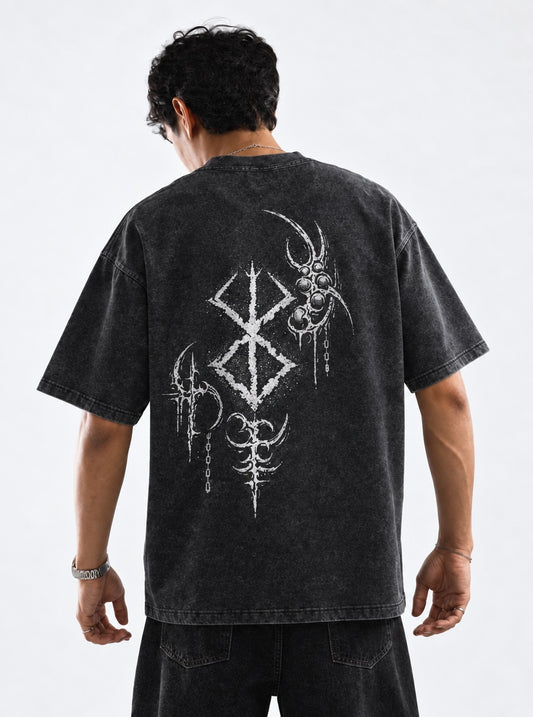 Berserk Signature Washed T-Shirt on model, back view
