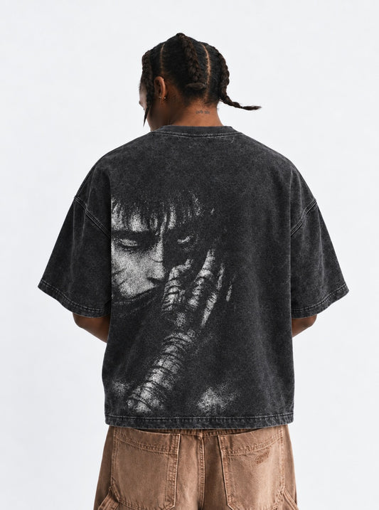 Berserk Tailored Washed T-Shirt on model, back view