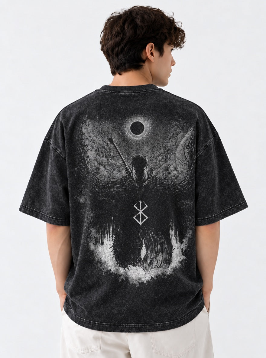 Berserk Sleek Washed T-Shirt on model, back view