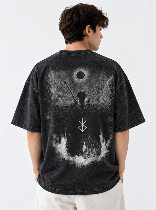 Berserk Sleek Washed T-Shirt on model, back view