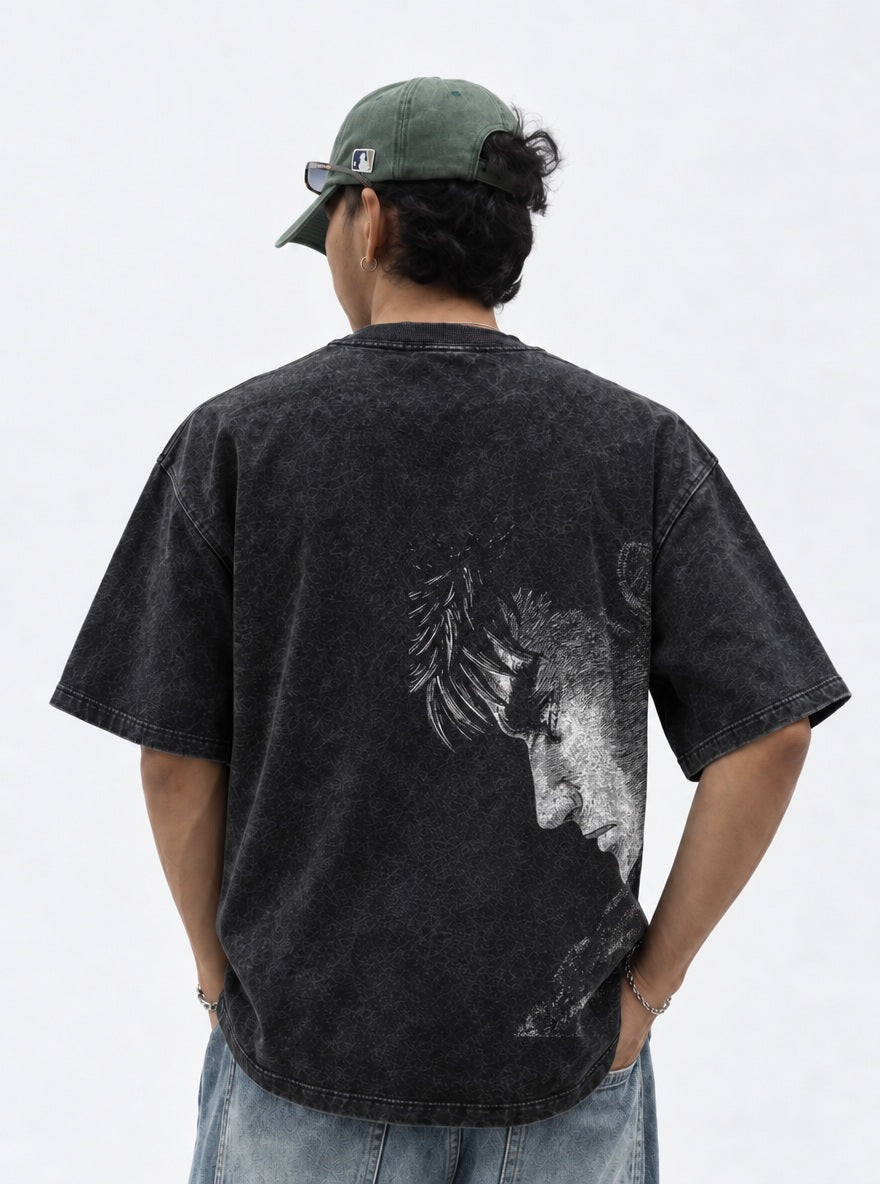 Berserk Ultra-soft Washed T-Shirt on model, back view