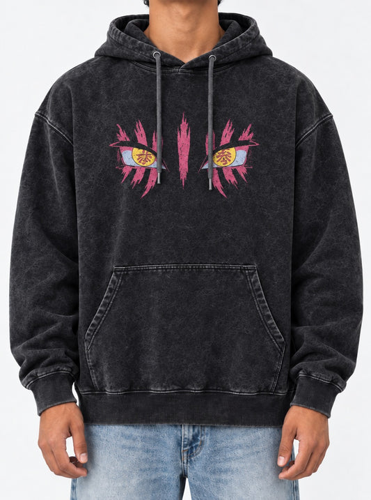 Demon Slayer All-season Washed Hoodie on model, front view
