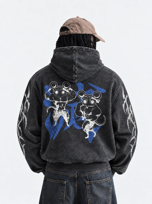 Demon Slayer Classic Washed Hoodie on model, back view