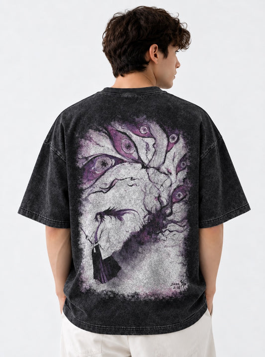 Demon Slayer Clean Washed T-Shirt on model, back view