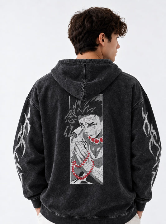 Demon Slayer Cool Washed Hoodie on model, back view