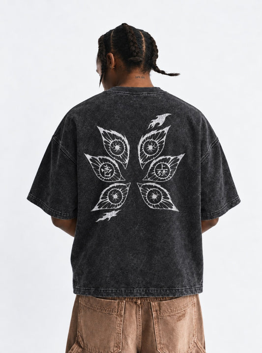 Demon Slayer Tailored Washed T-Shirt on model, back view