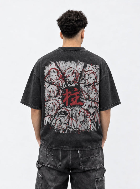 Demon Slayer Durable Washed T-Shirt on model, back view