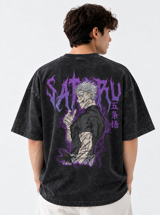 Jujutsu Kaisen Heavyweight Washed T-Shirt on model, back view