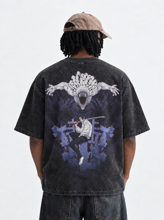 Jujutsu Kaisen Lightweight Washed T-Shirt on model, back view