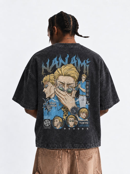 Jujutsu Kaisen Luxe Washed T-Shirt on model, back view