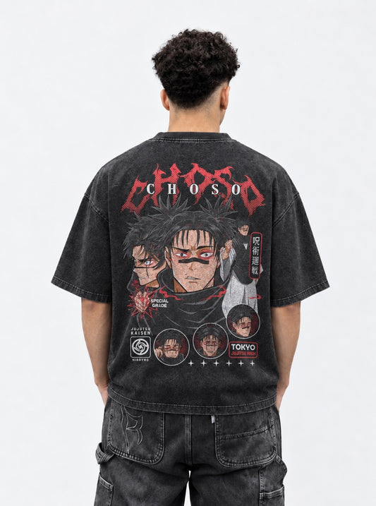 Jujutsu Kaisen Modern Washed T-Shirt on model, back view