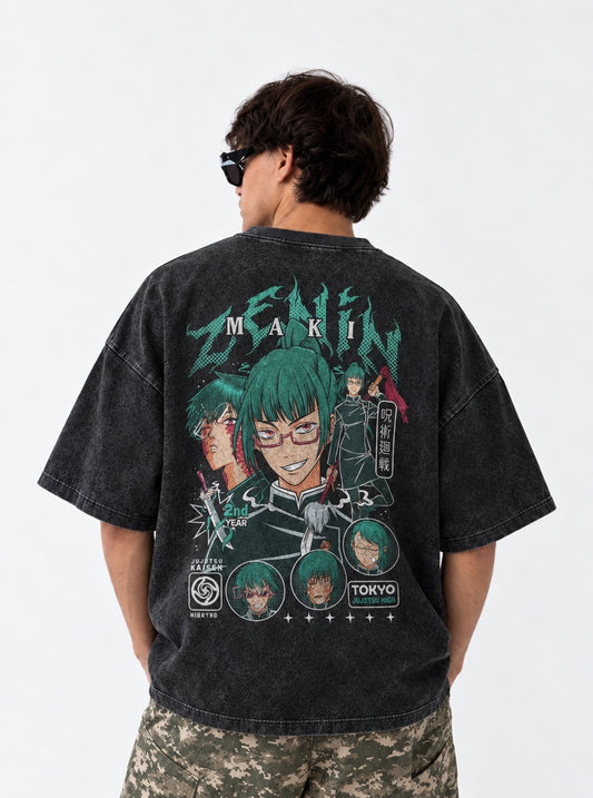 Jujutsu Kaisen Premium Washed T-Shirt on model, back view
