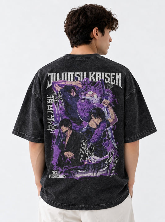 Jujutsu Kaisen Signature Washed T-Shirt on model, back view