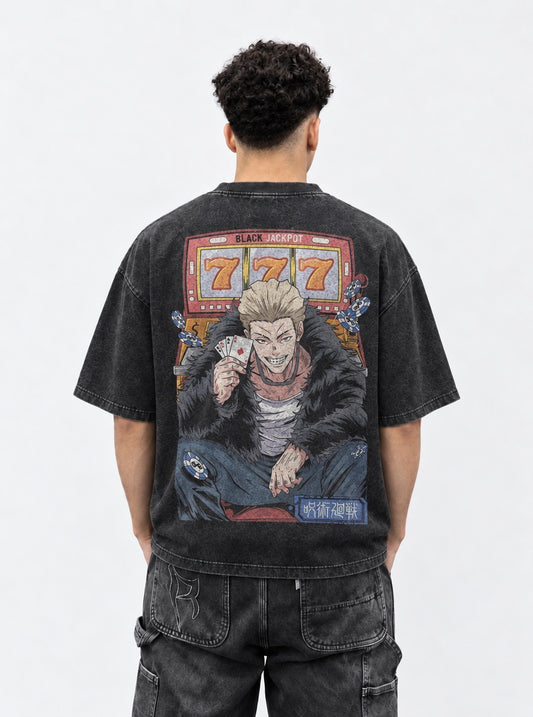 Jujutsu Kaisen Soft Washed T-Shirt on model, back view