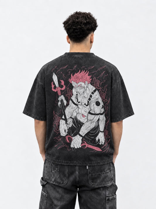 Jujutsu Kaisen Timeless Washed T-Shirt on model, back view
