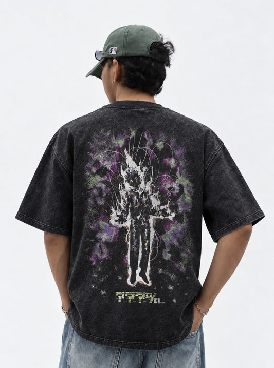 Mob Psycho 100 Clean Washed T-Shirt on model, back view