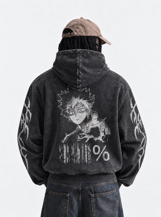 Mob Psycho 100 Cozy Washed Hoodie on model, back view