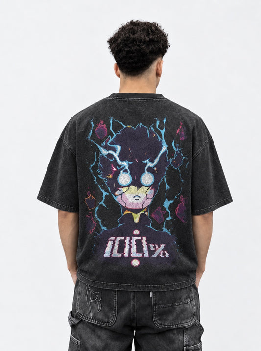 Mob Psycho 100 Signature Washed T-Shirt on model, back view