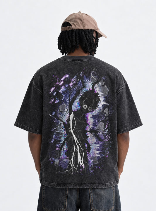 Mob Psycho 100 Soft Washed T-Shirt on model, back view