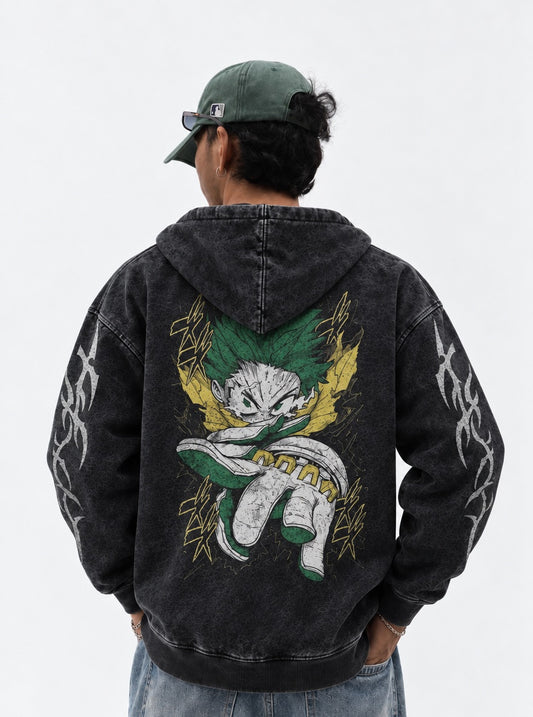My Hero Academia Classic Washed Hoodie on model, back view