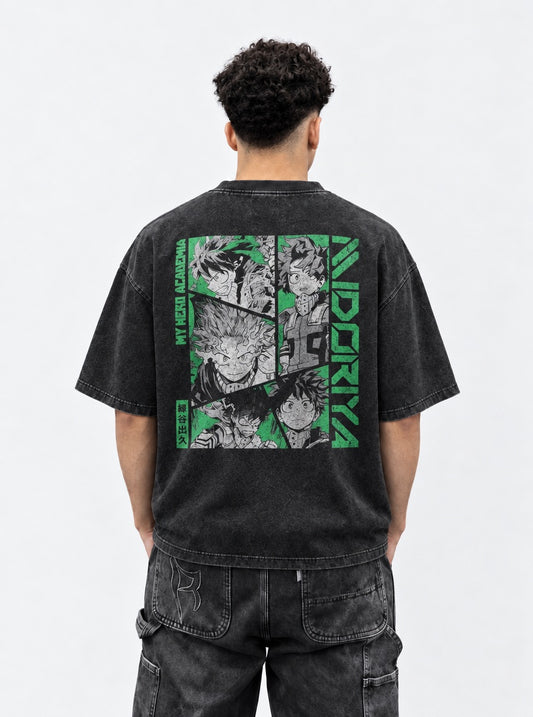 My Hero Academia Classic Washed T-Shirt on model, back view