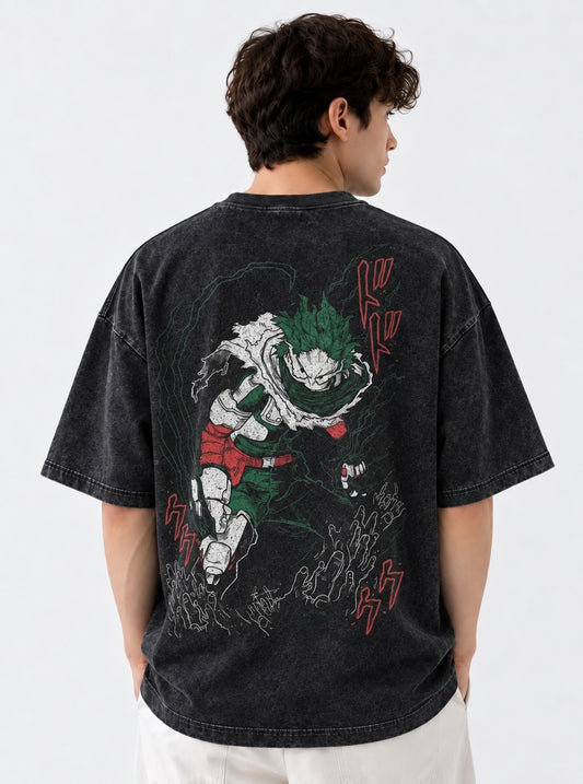 My Hero Academia Clean Washed T-Shirt on model, back view