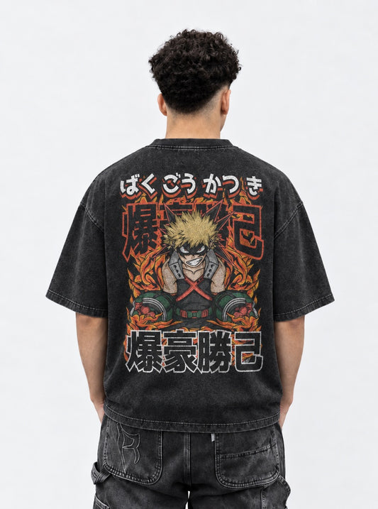 My Hero Academia Comfortable Washed T-Shirt on model, back view