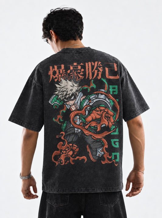 My Hero Academia Cozy Washed T-Shirt on model, back view