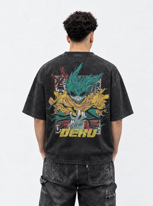 My Hero Academia Essential Washed T-Shirt on model, back view