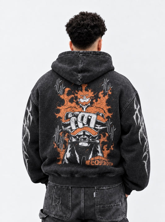 My Hero Academia Everyday Washed Hoodie on model, back view