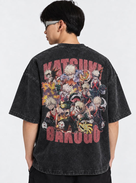 My Hero Academia Lightweight Washed T-Shirt on model, back view