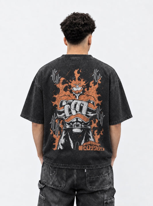 My Hero Academia Luxe Washed T-Shirt on model, back view